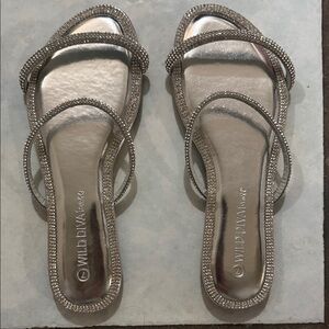 Wild Diva Women's Sparkling Silver Sandals